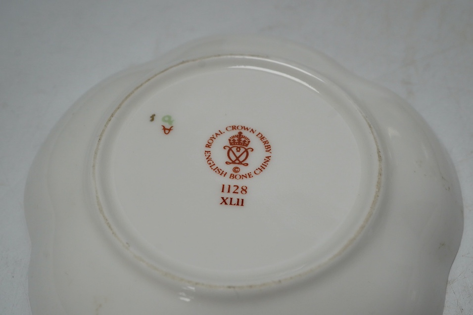A small Japanese Kutani jar, a Chinese bowl, two pieces of Royal Crown Derby and a Victorian bowl, 10cm tall. Condition - fair to good, Kutani jar has hairline star crack to base